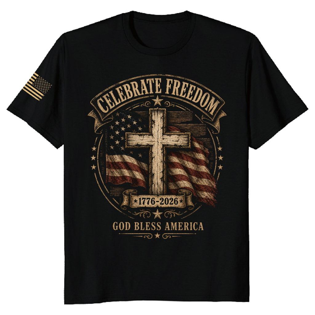 Patriotic Cross Faith Graphic T-Shirt