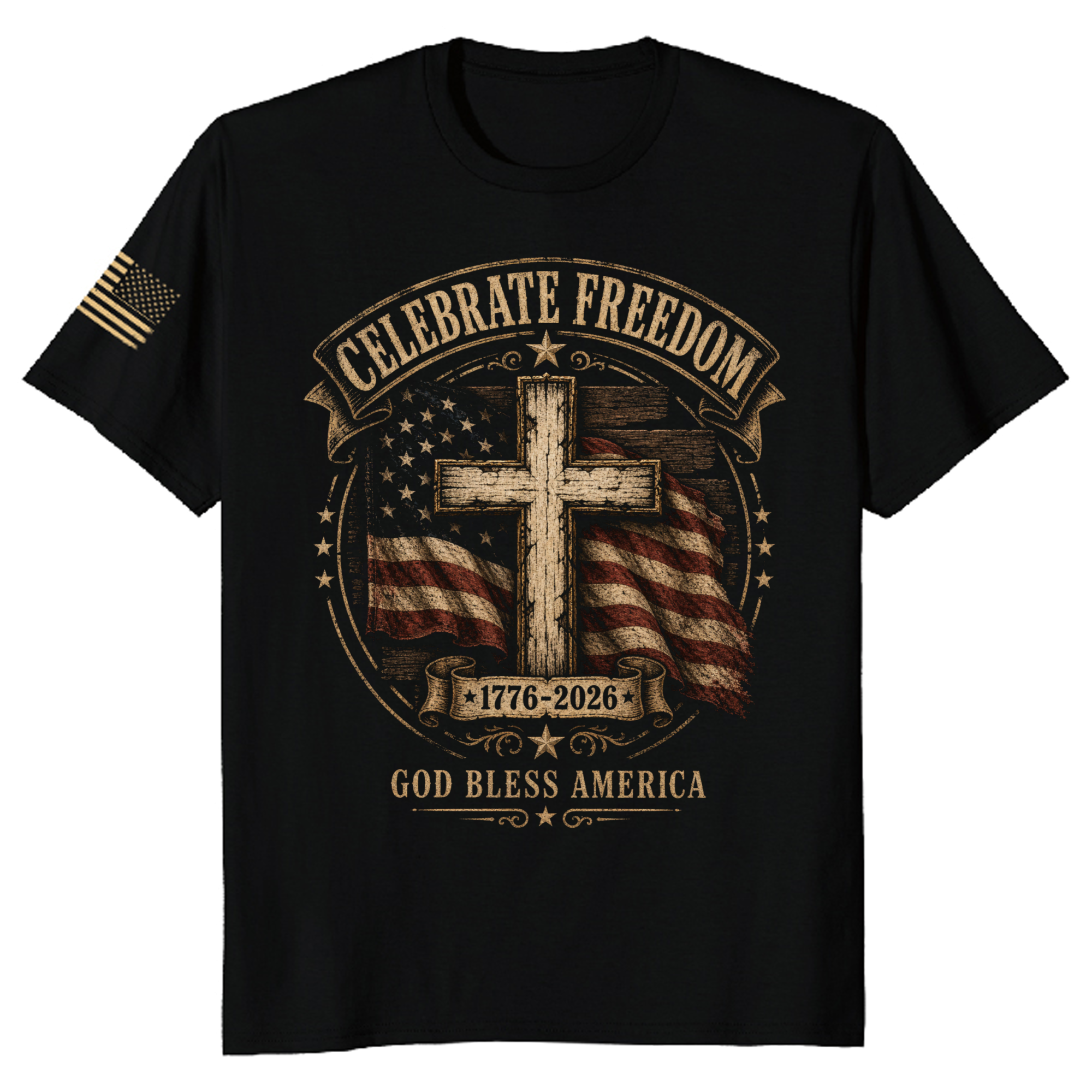 Patriotic Cross Faith Graphic T-Shirt