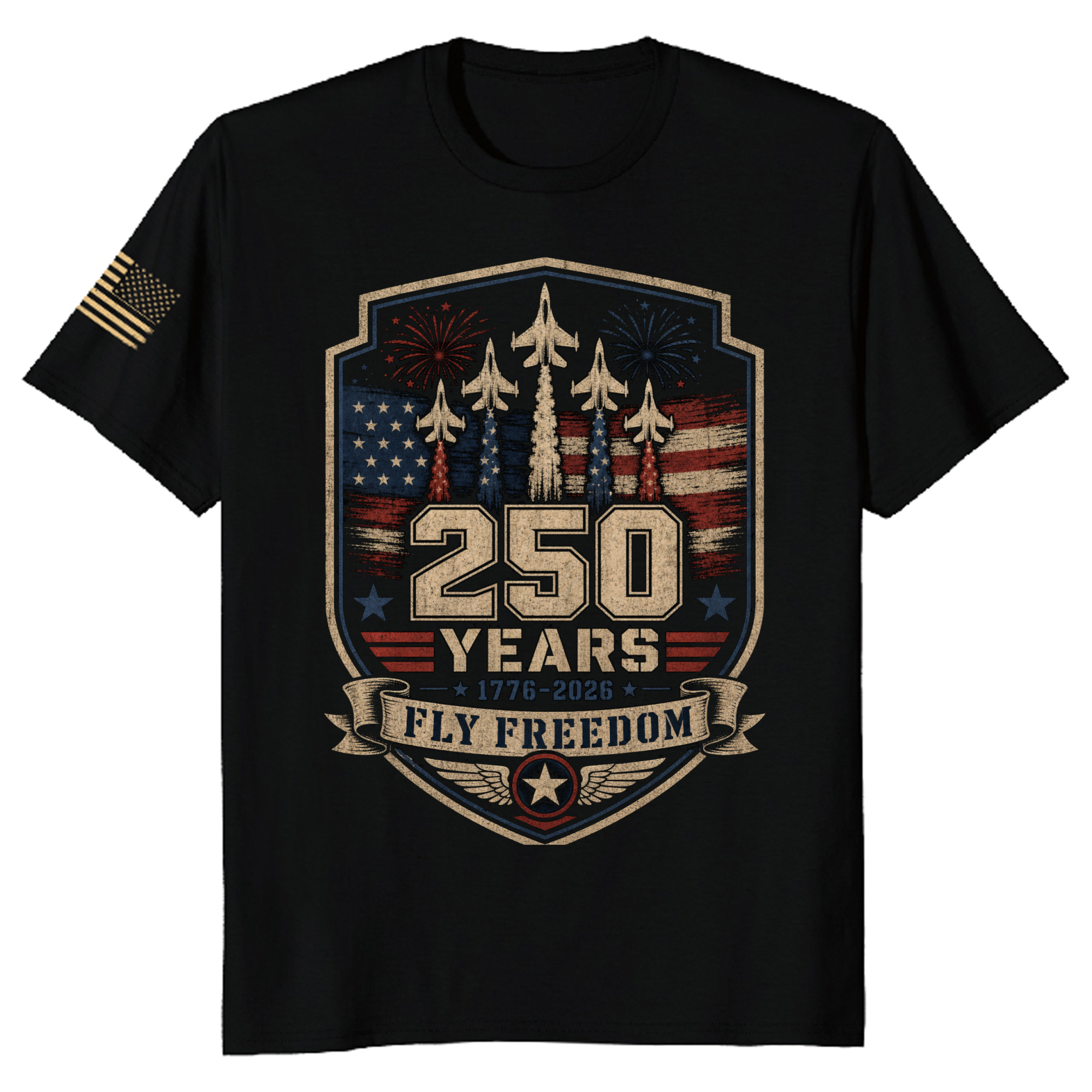 Simple Patriotic Red White Blue Flag-Inspired Graphic T-Shirt