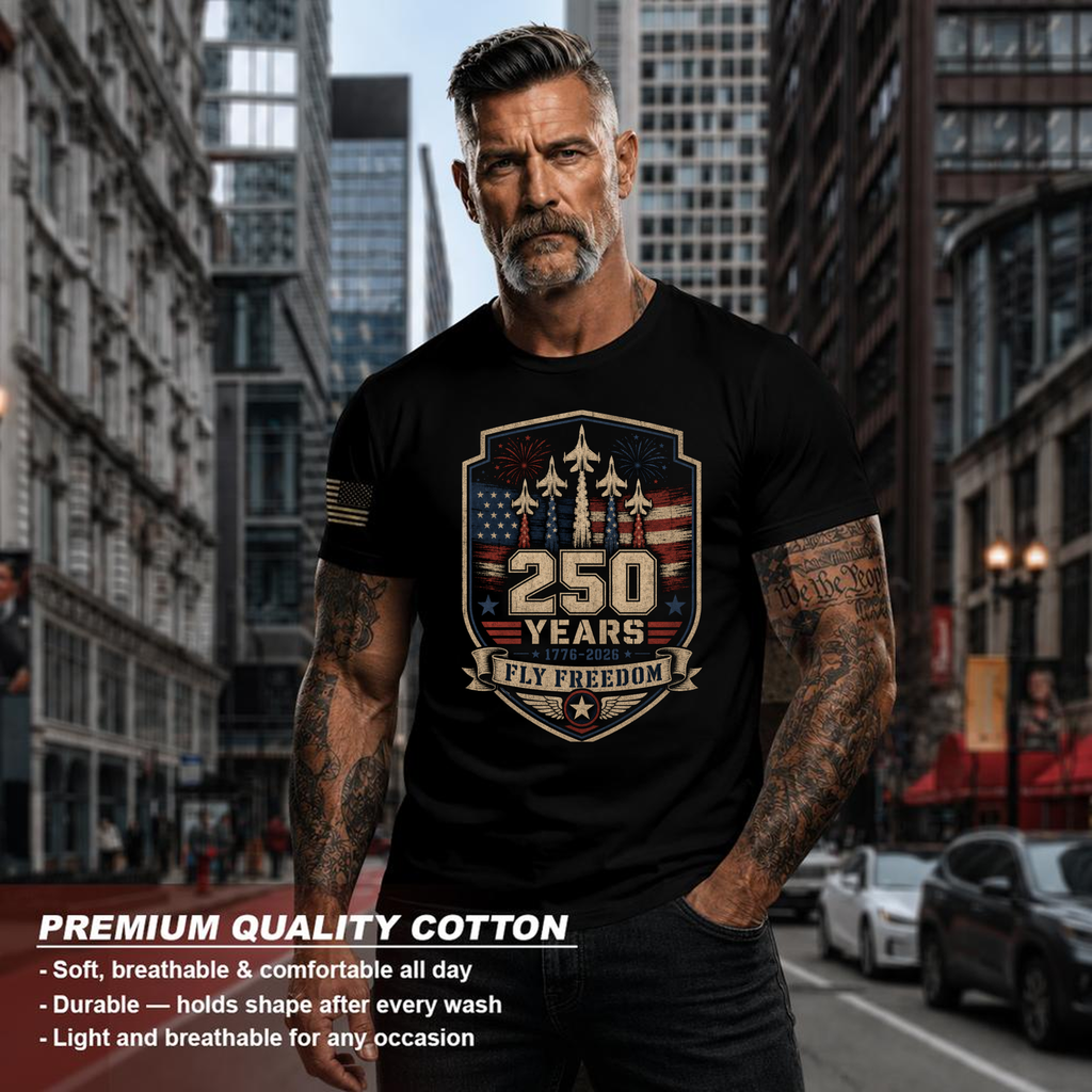 Simple Patriotic Red White Blue Flag-Inspired Graphic T-Shirt