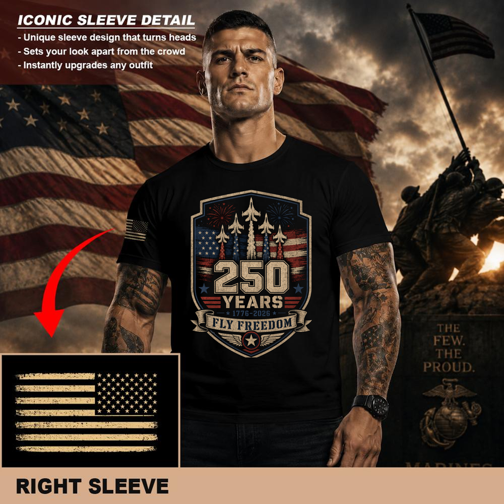 Simple Patriotic Red White Blue Flag-Inspired Graphic T-Shirt