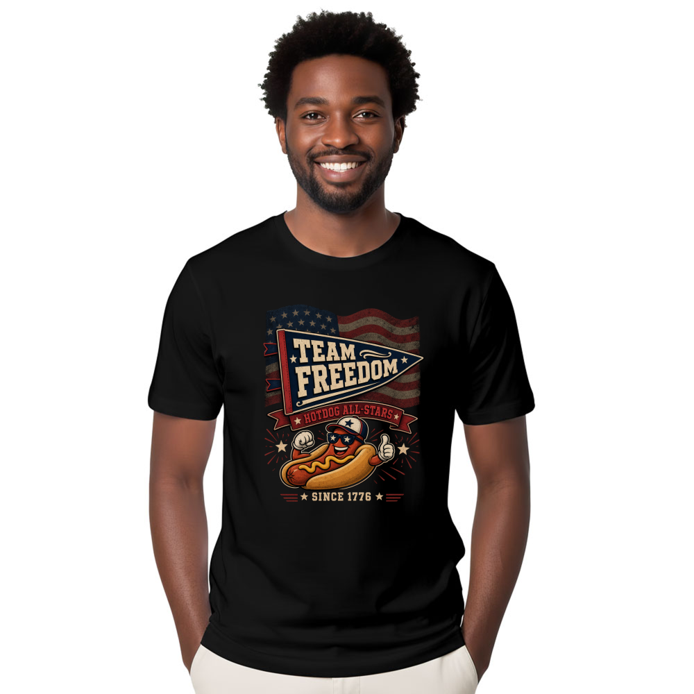 Patriotic Hotdog 4th of July America 250 BBQ Independence Day Summer Cookout Kids Funny Cute Parade T-Shirt