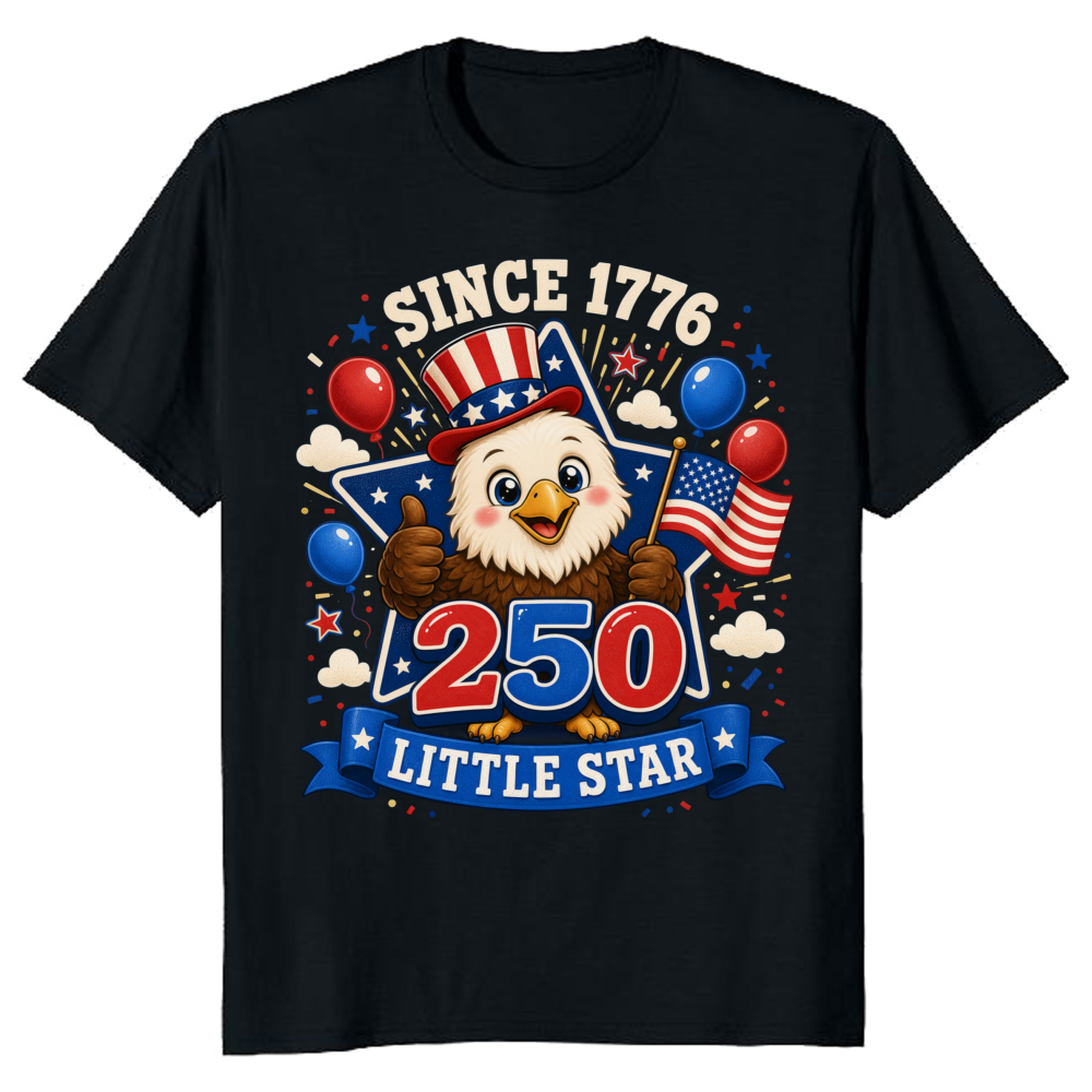 Cute Cartoon Eagle Patriotic Graphic T-Shirt