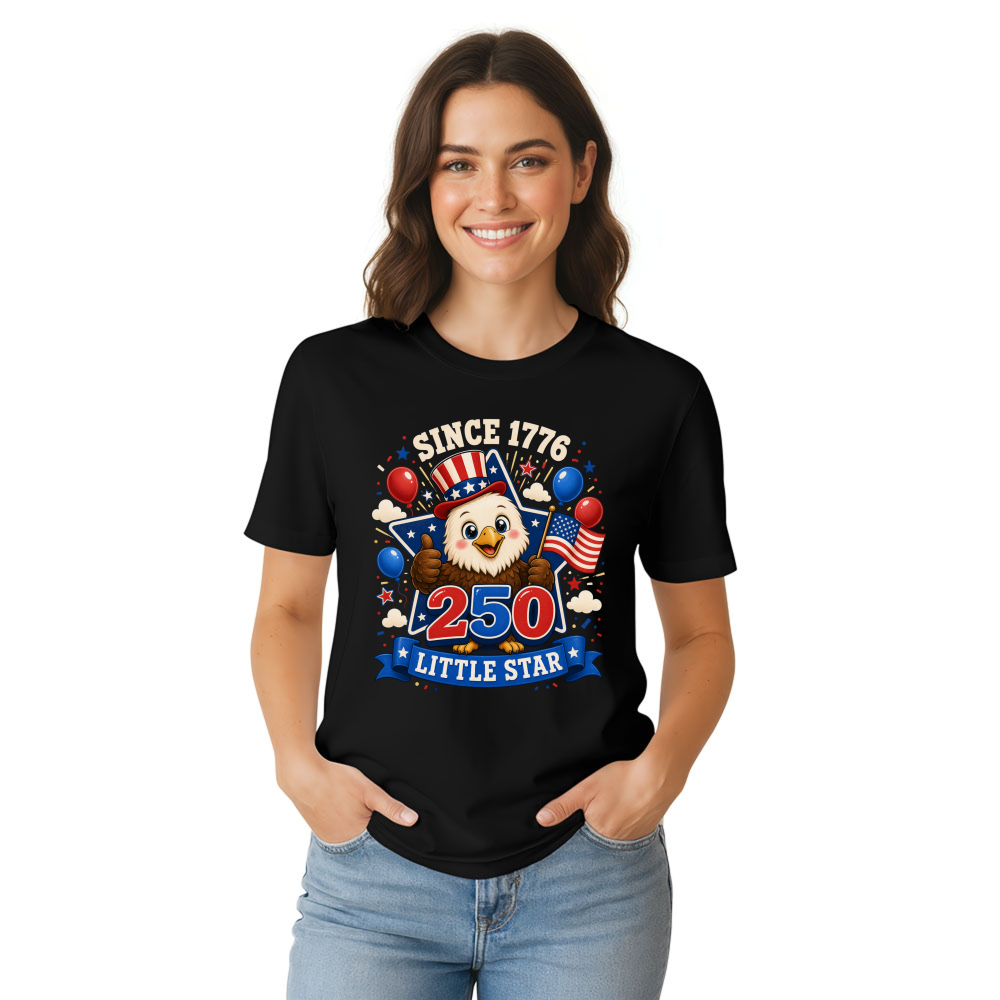 Cute Cartoon Eagle Patriotic Graphic T-Shirt