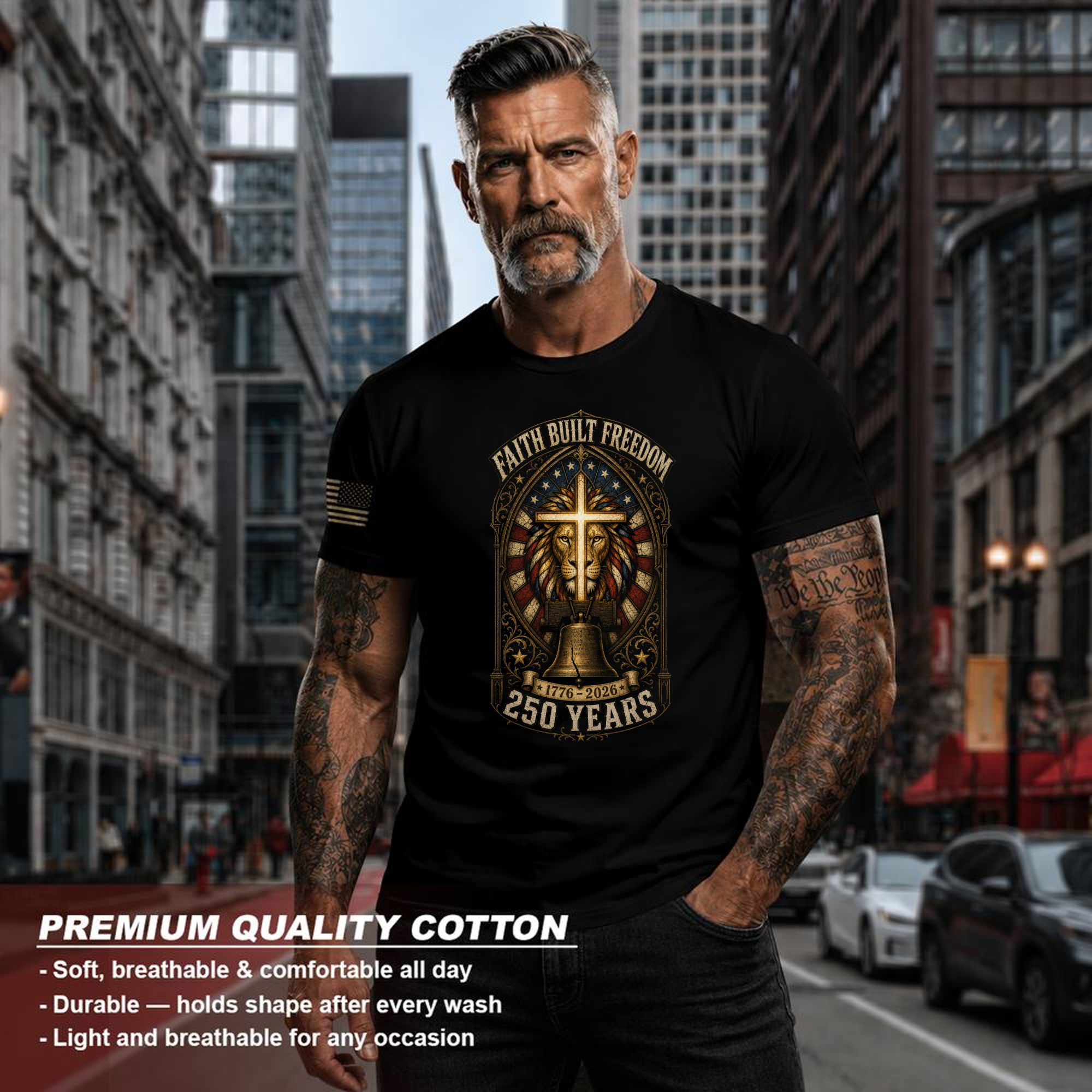 Patriotic Cross Graphic T-Shirt