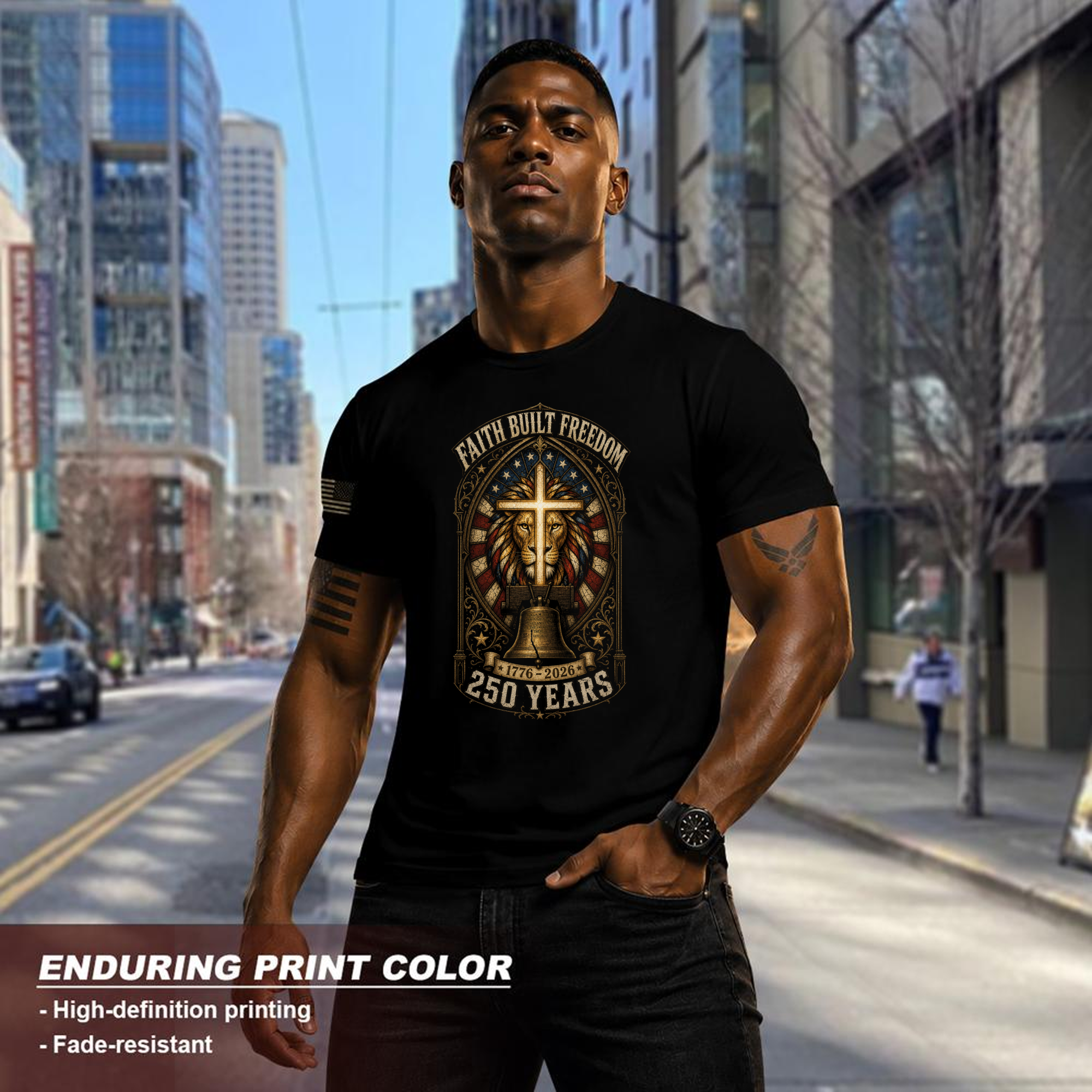 Patriotic Cross Graphic T-Shirt