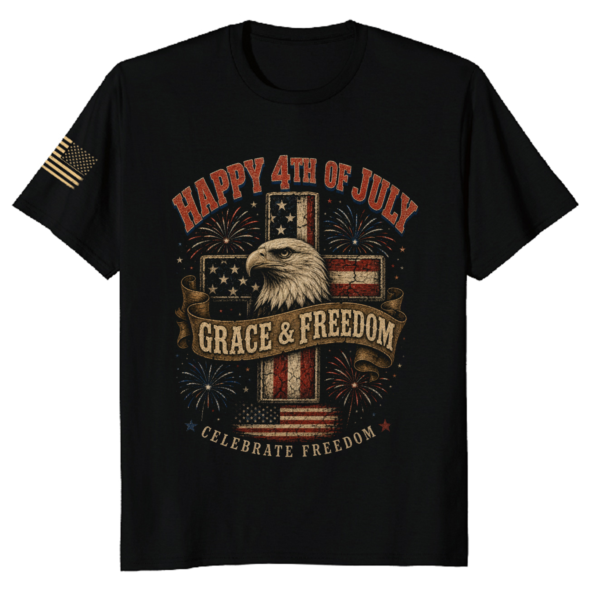 Patriotic Cross Graphic T-Shirt