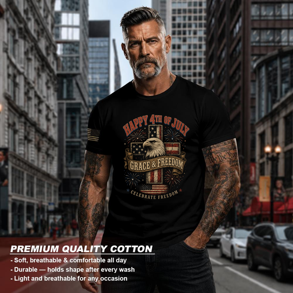 Patriotic Cross Graphic T-Shirt