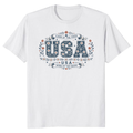 USA Floral Lettering Flower Pattern Graphic T-Shirt