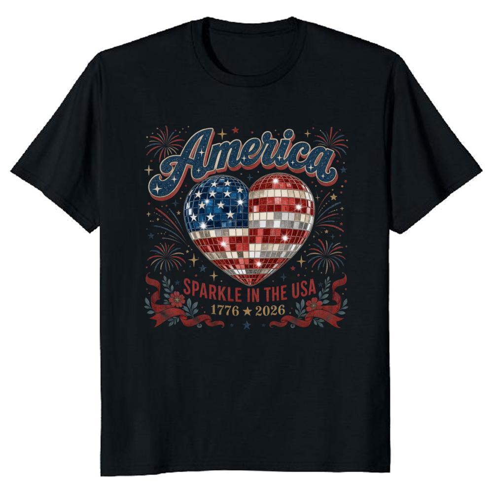 Vintage Patriotic Girly American Flag Graphic T-Shirt