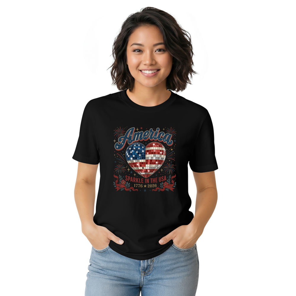 Vintage Patriotic Girly American Flag Graphic T-Shirt