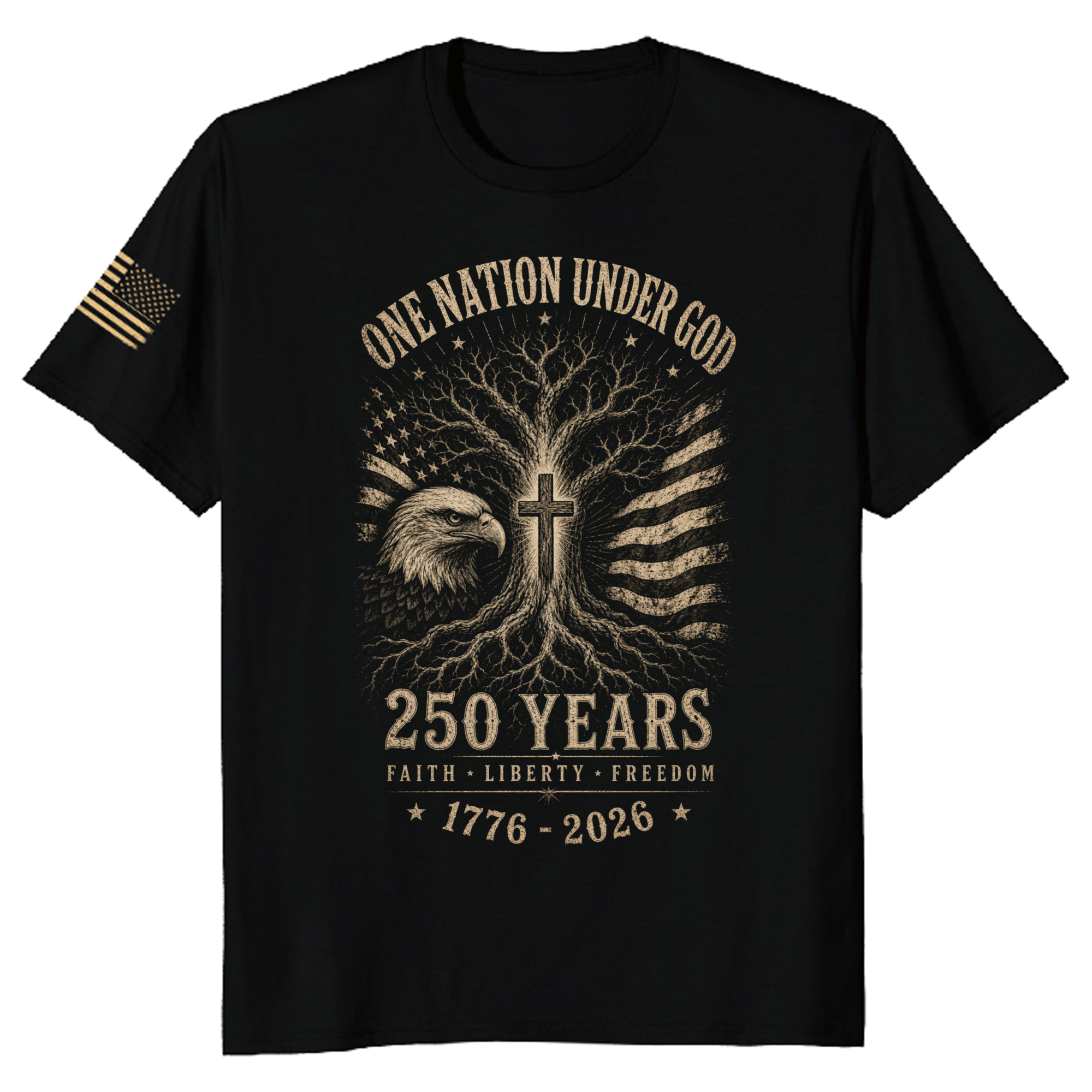 Patriotic Cross Faith Graphic T-Shirt