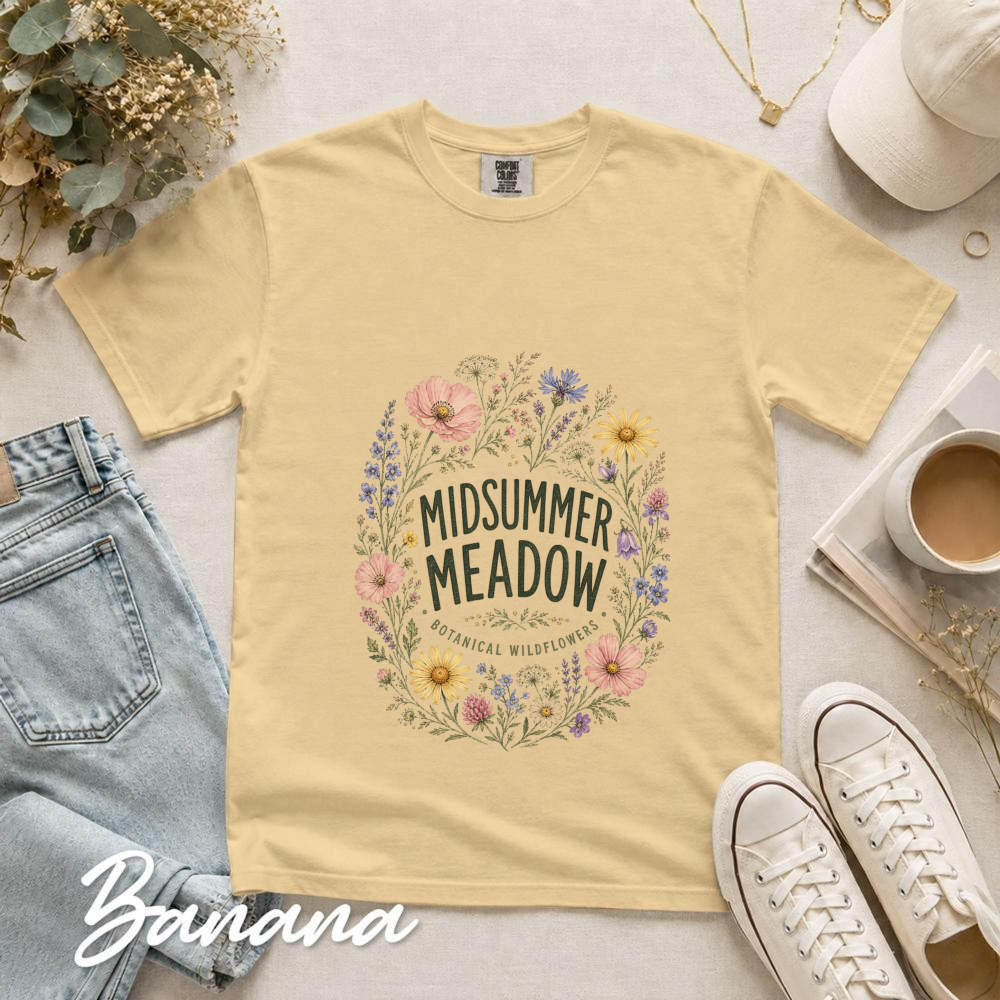 Midsummer Meadow Watercolor Wildflower Bouquet T-Shirt