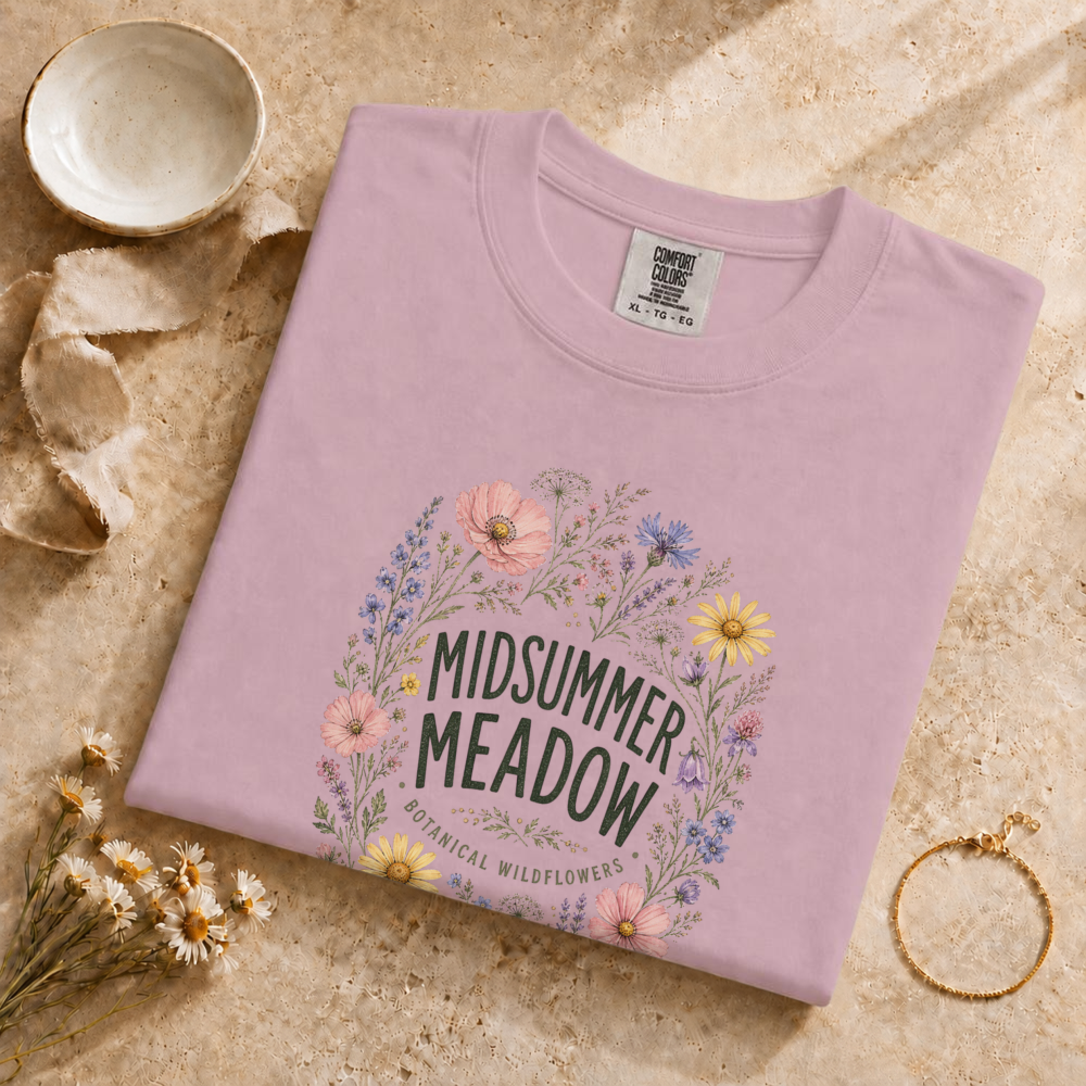 Midsummer Meadow Watercolor Wildflower Bouquet T-Shirt