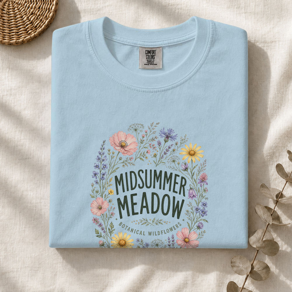 Midsummer Meadow Watercolor Wildflower Bouquet T-Shirt