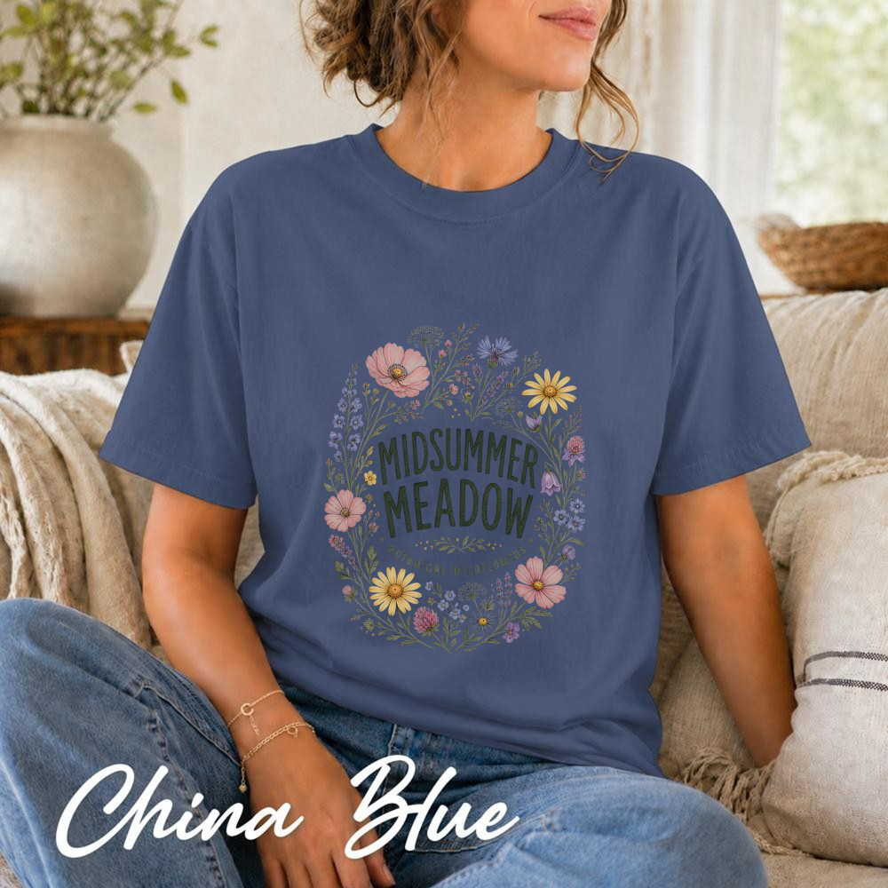 Midsummer Meadow Watercolor Wildflower Bouquet T-Shirt