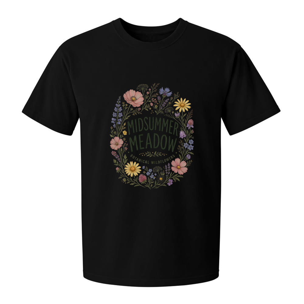 Midsummer Meadow Watercolor Wildflower Bouquet T-Shirt