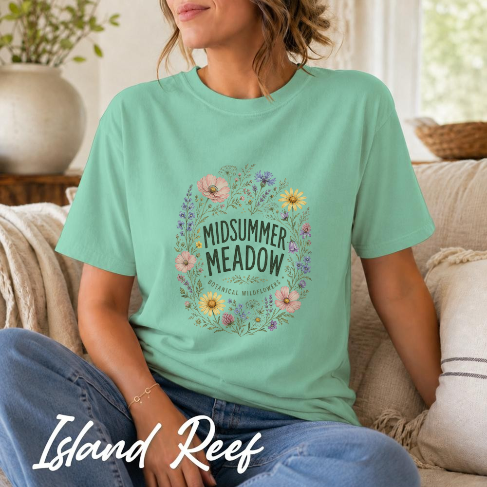 Midsummer Meadow Watercolor Wildflower Bouquet T-Shirt