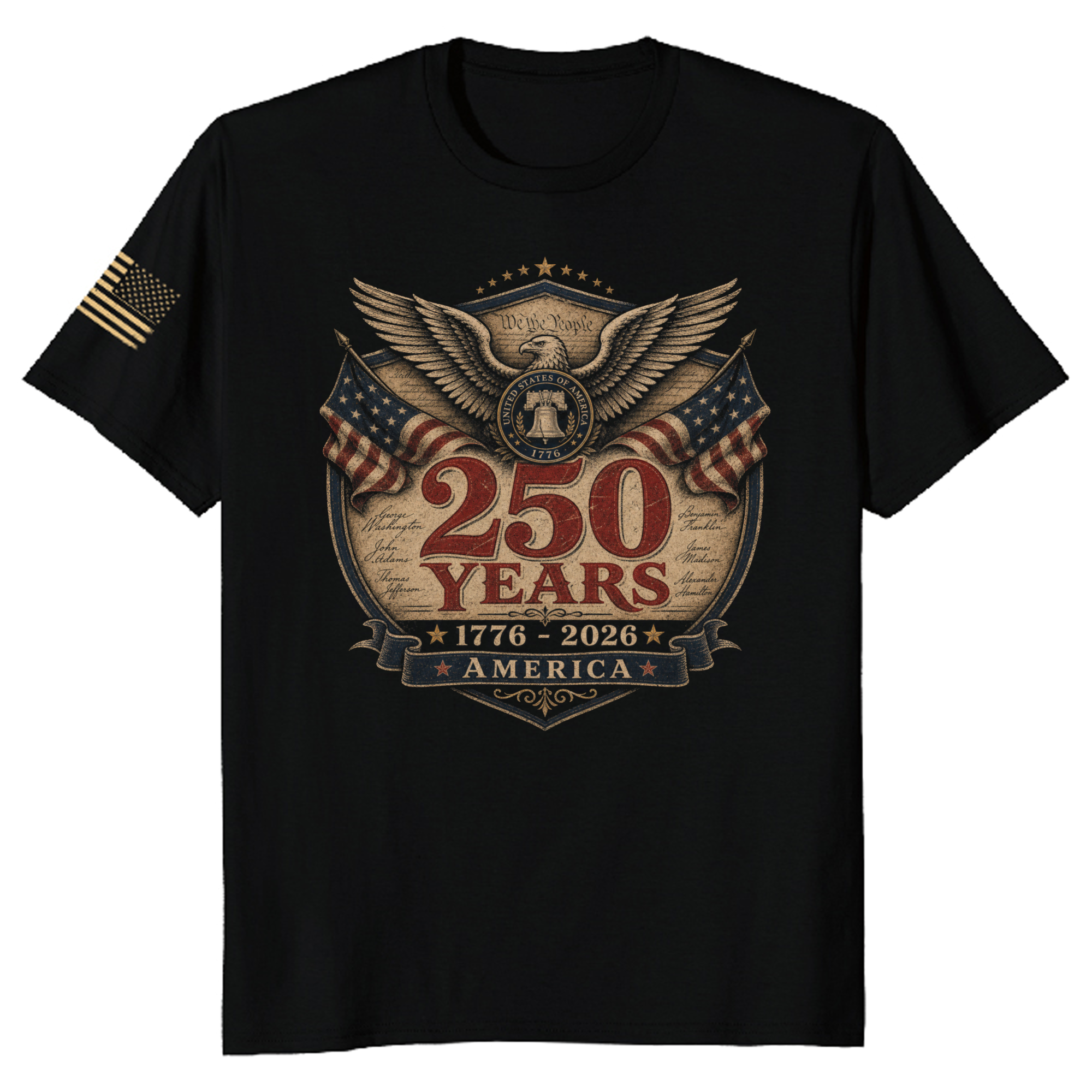 Pretty 250th Anniversary Flag Graphic T-Shirt