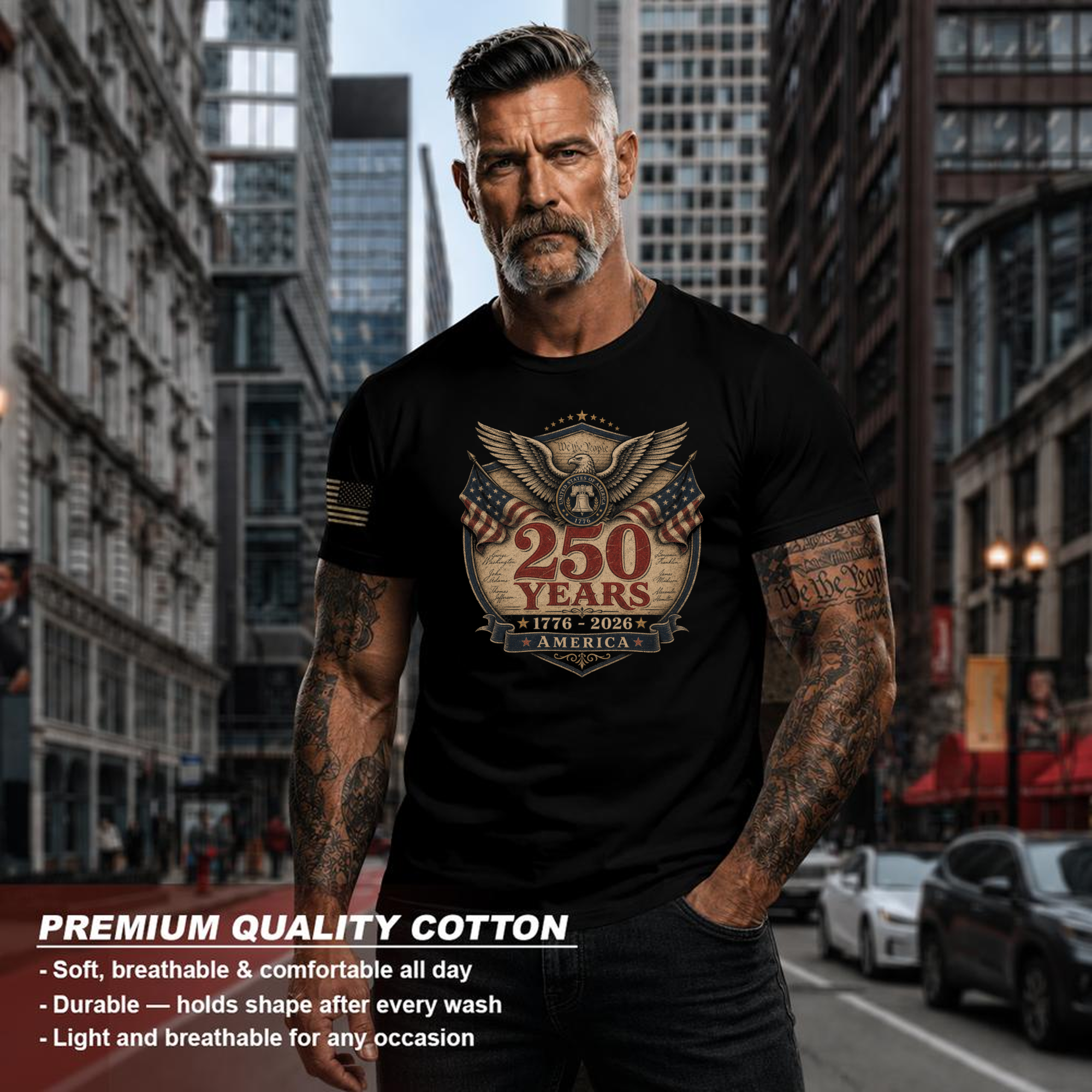 Pretty 250th Anniversary Flag Graphic T-Shirt