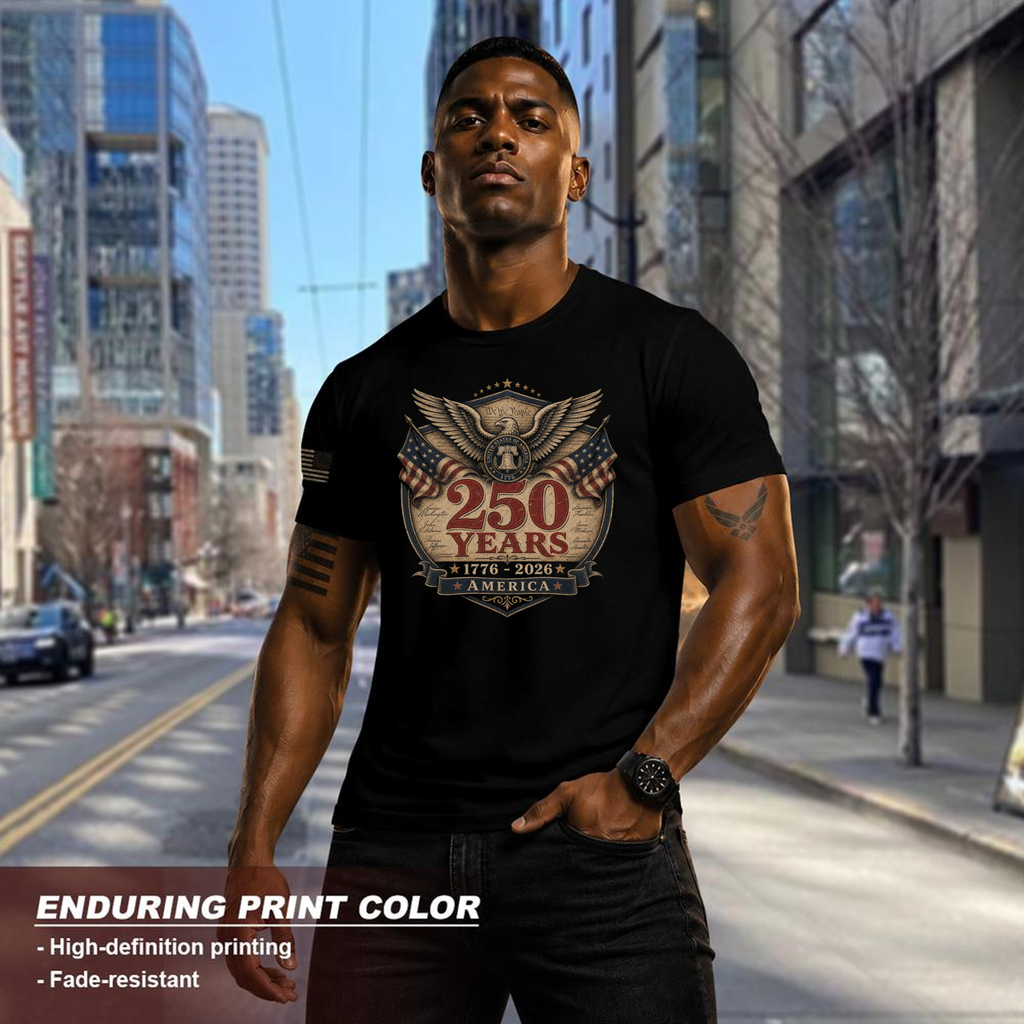 Pretty 250th Anniversary Flag Graphic T-Shirt