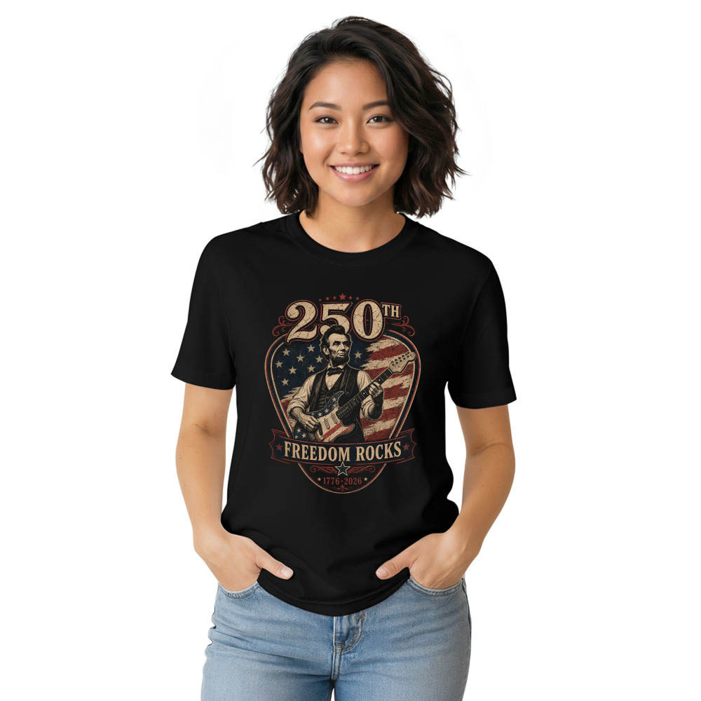 Retro Abraham Lincoln Playing Guitar Graphic T-Shirt