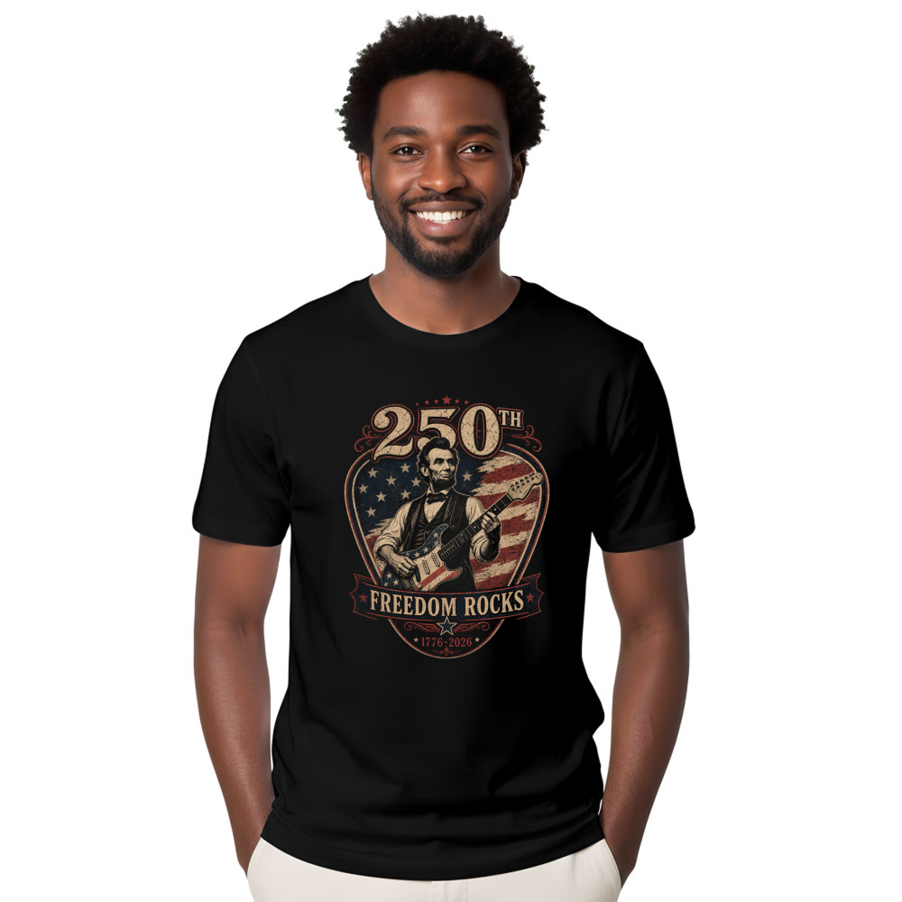 Retro Abraham Lincoln Playing Guitar Graphic T-Shirt