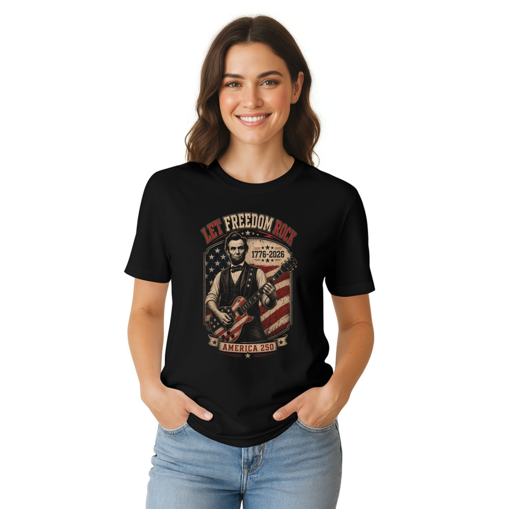 Retro Abraham Lincoln Playing Guitar Graphic T-Shirt