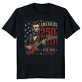 Retro Abraham Lincoln Playing Guitar Patriotic Americana Graphic T-Shirt