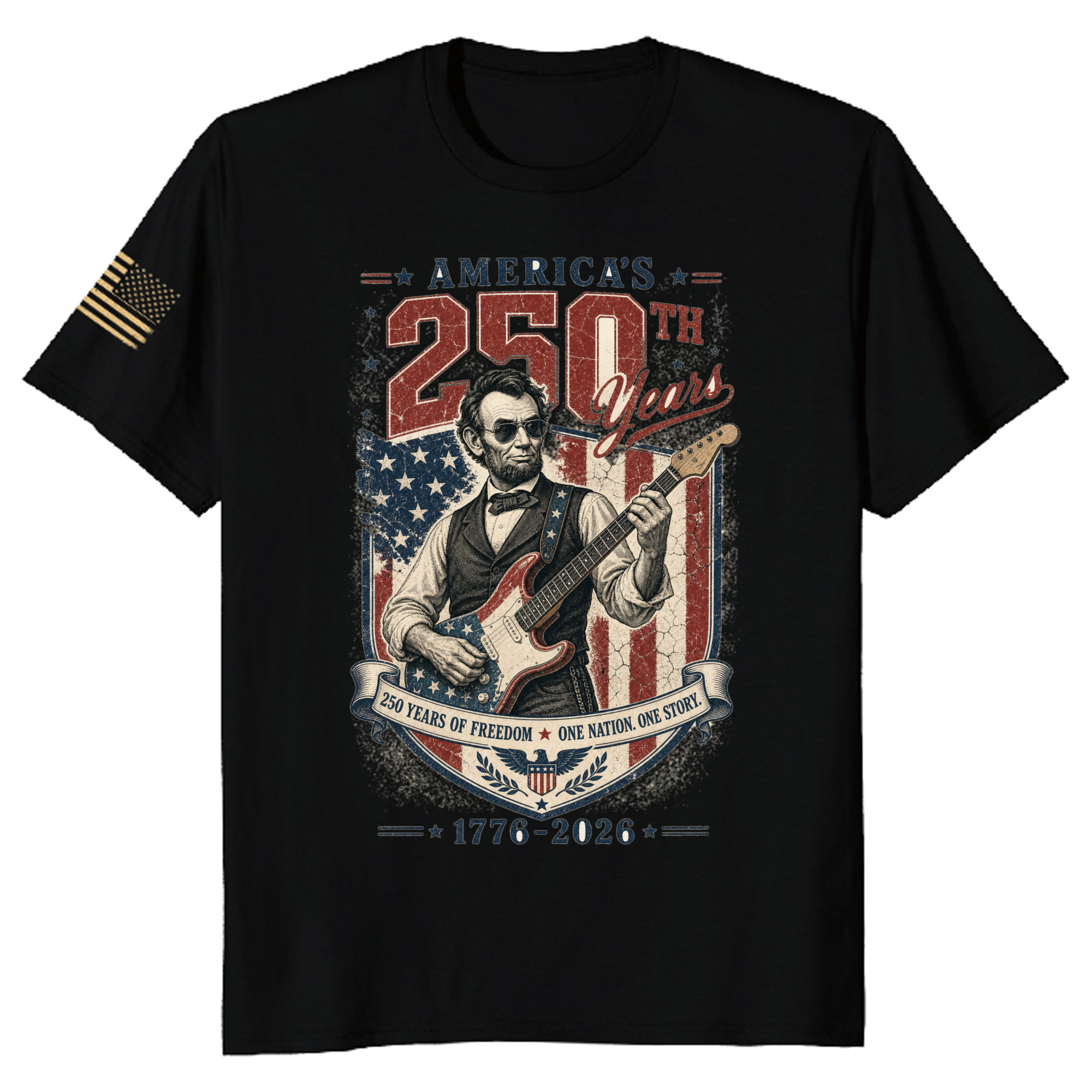 Americana Lincoln Guitar Heritage Graphic Patriot T-Shirt