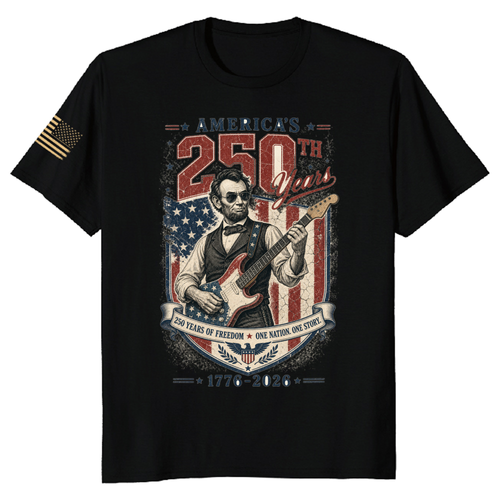 Americana Lincoln Guitar Heritage Graphic Patriot T-Shirt