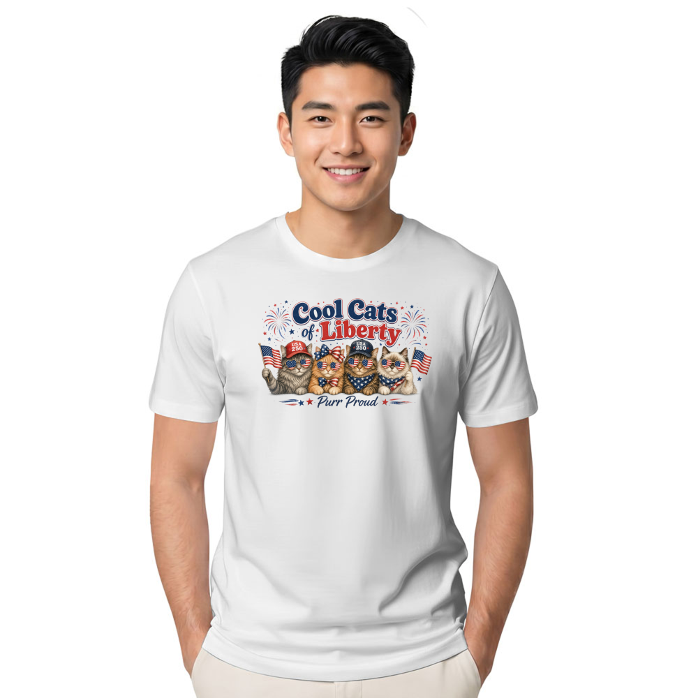 Patriotic Cat 4th Of July USA Fireworks, Funny Cat Lover Gift For Independence Day And American Celebration T-Shirt