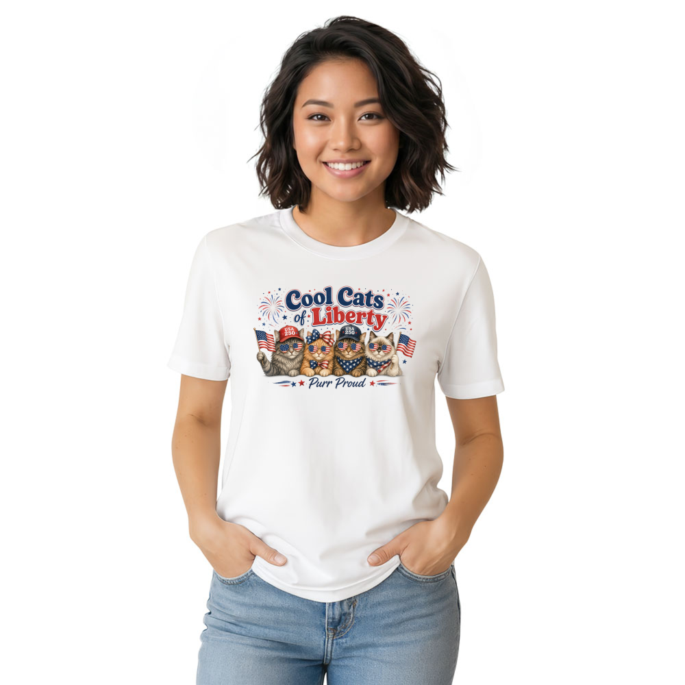 Patriotic Cat 4th Of July USA Fireworks, Funny Cat Lover Gift For Independence Day And American Celebration T-Shirt