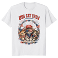 Patriotic Cat Wearing Flag Bandana, July 4th Kitten, USA 250 Anniversary, Fireworks Meowica Cat Lover T-Shirt