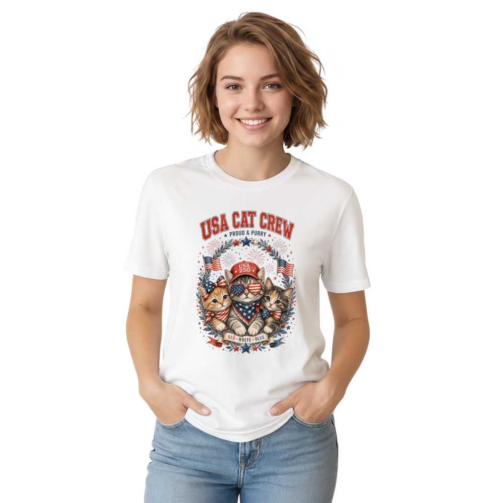 Patriotic Cat Graphic T-Shirt