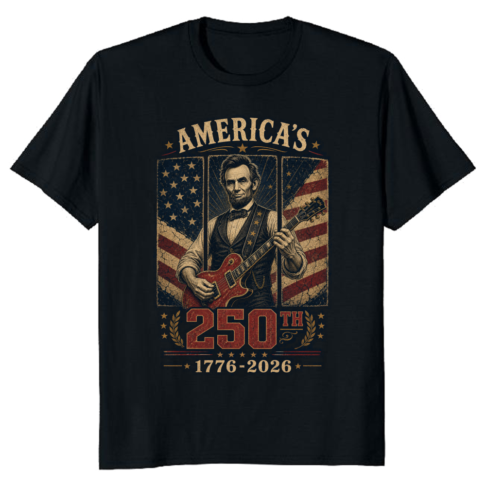 Lincoln Playing Guitar Graphic T-Shirt