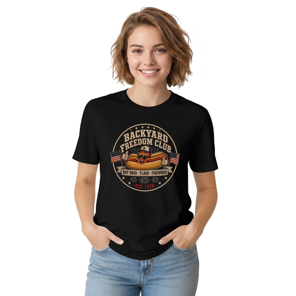 Patriotic Hotdog 4th Of July, USA Anniversary BBQ Independence Day Summer Cookout Funny Food Graphic T-Shirt