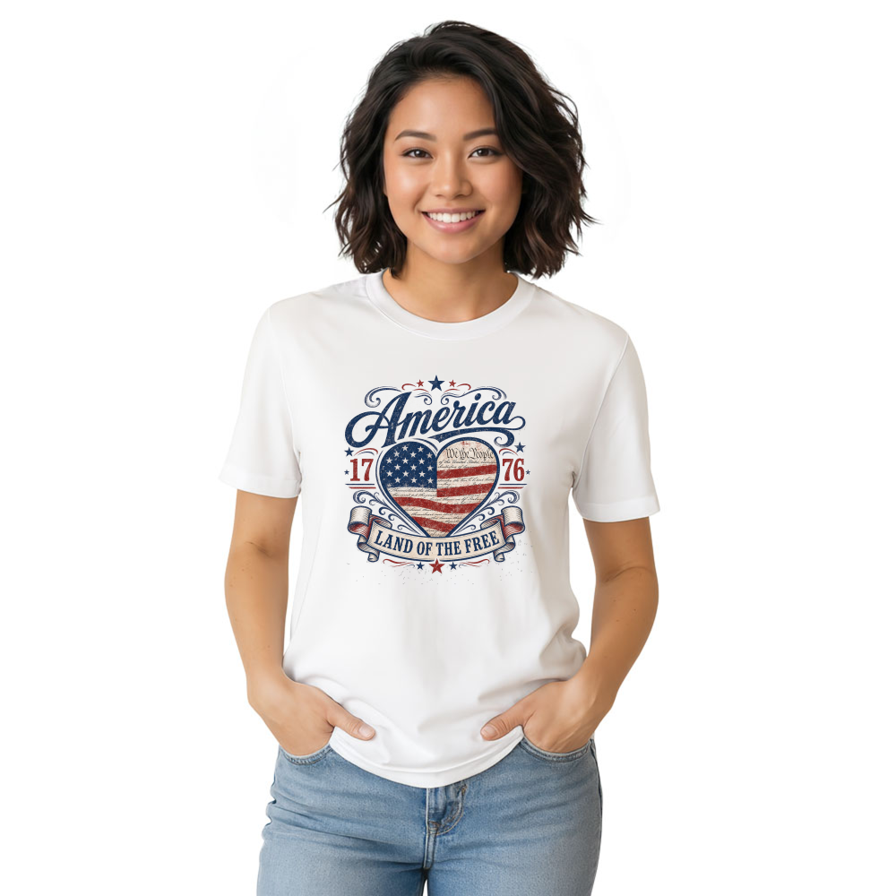 Pretty 250th Anniversary Decorated Flag Graphic T-Shirt