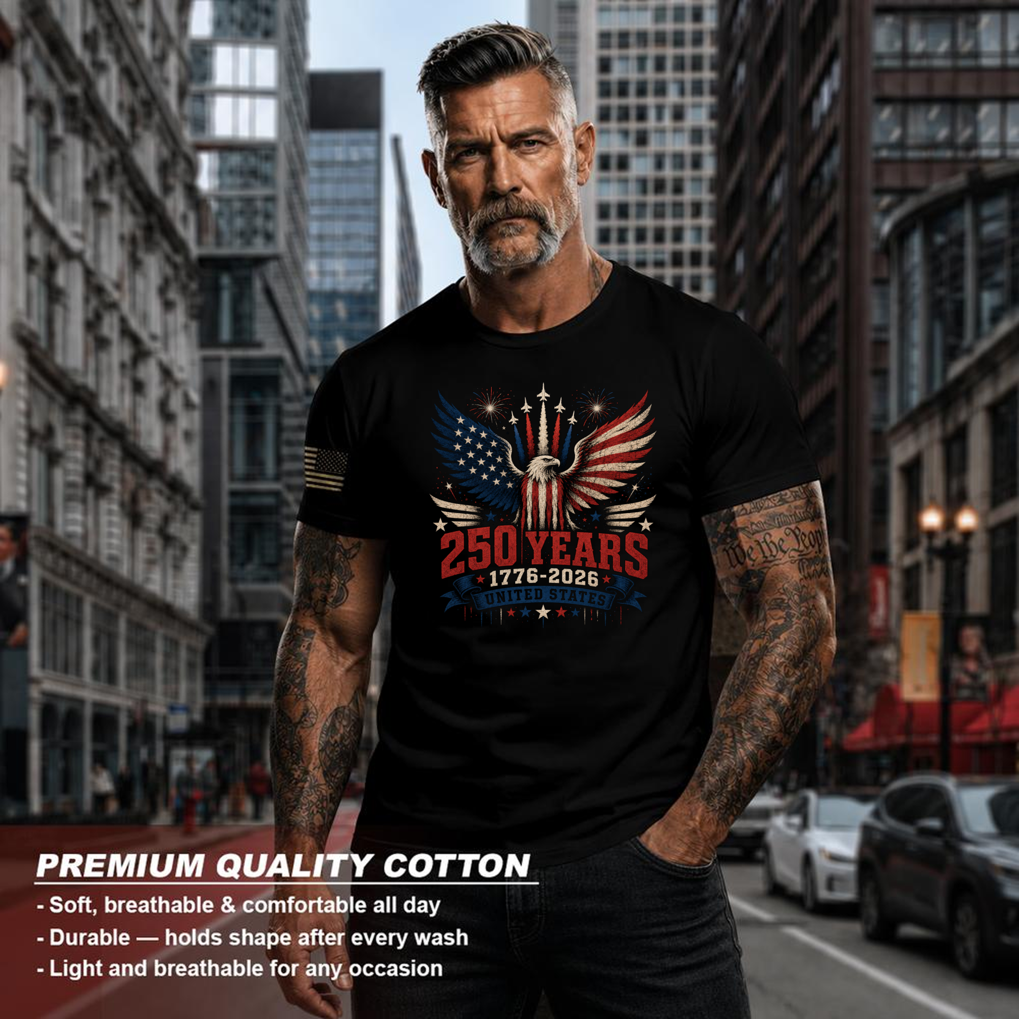 Clean Patriotic Basic Graphic T-Shirt