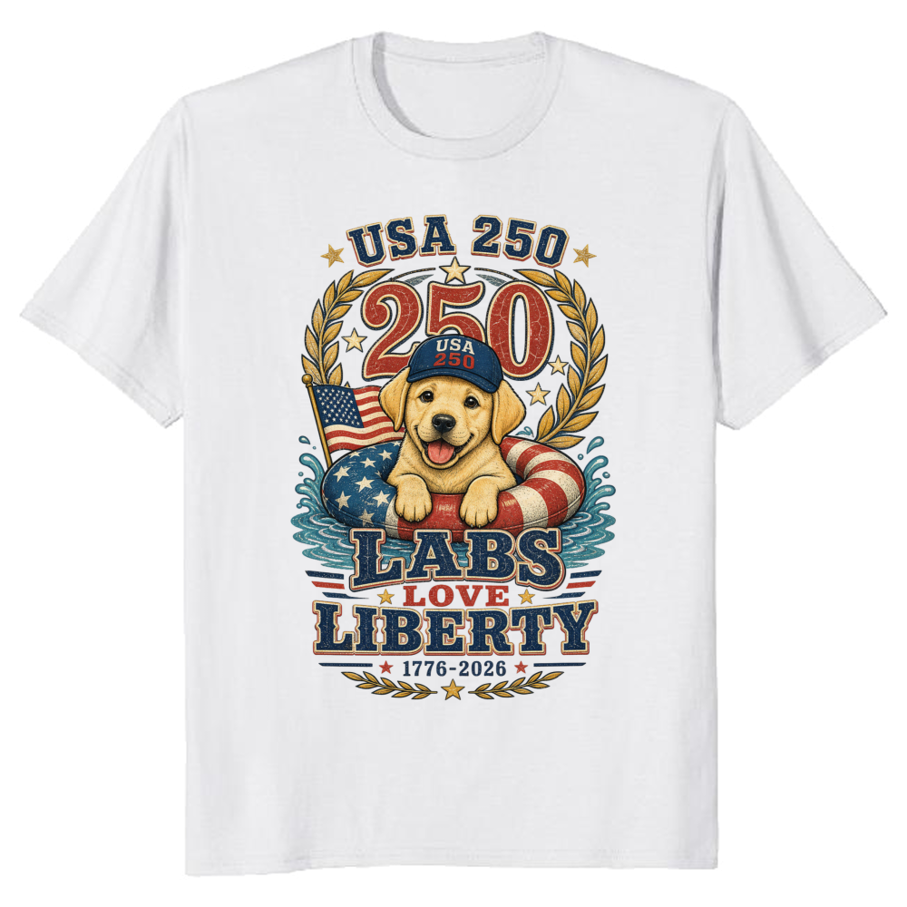 Patriotic Dog 250th Anniversary 4th Of July USA Flag Puppy Independence Day 1776 2026 Dog Lover Gift T-Shirt