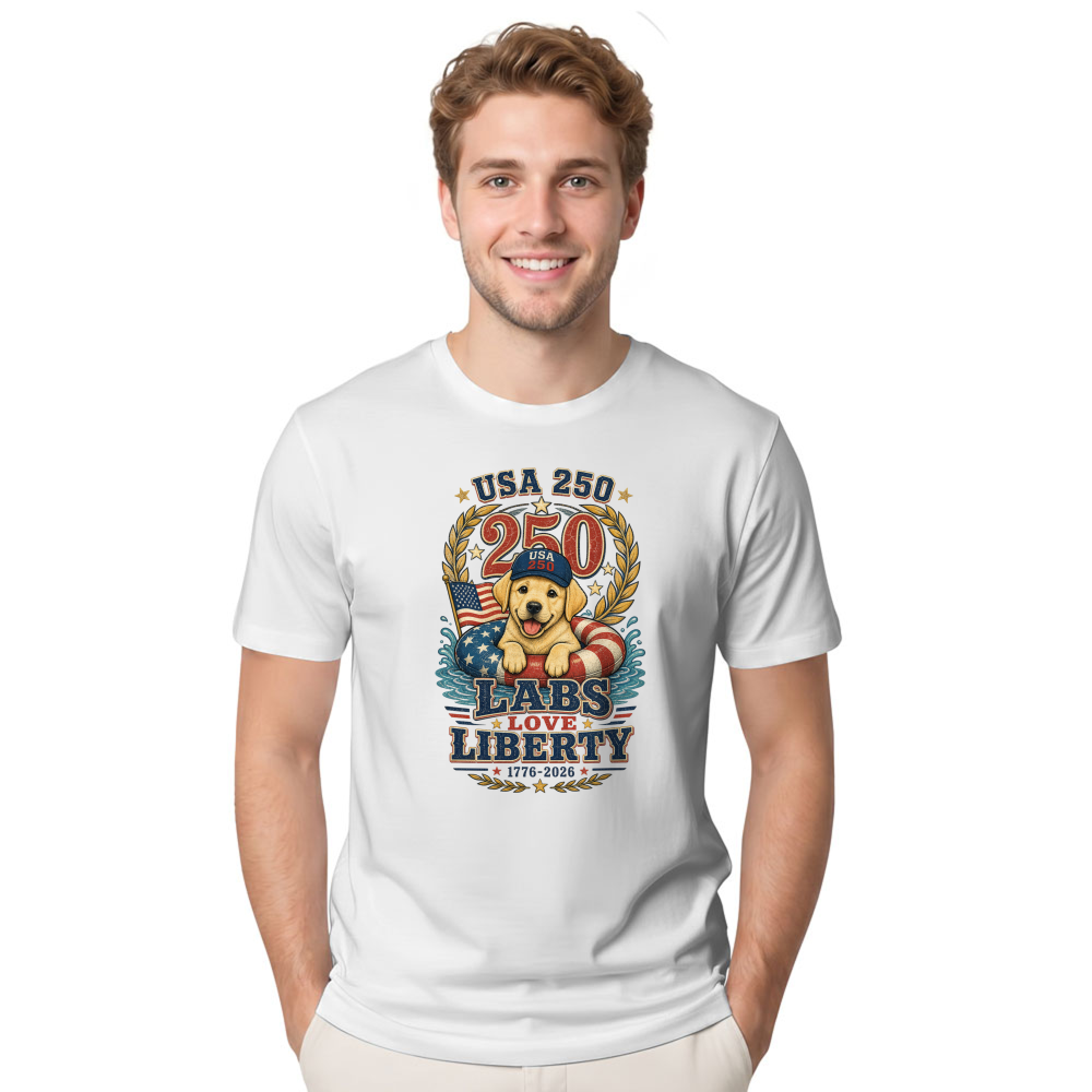 Patriotic Dog 250th Anniversary 4th Of July USA Flag Puppy Independence Day 1776 2026 Dog Lover Gift T-Shirt