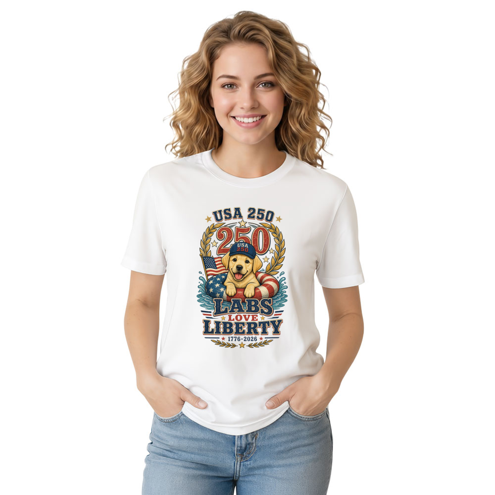 Patriotic Dog 250th Anniversary 4th Of July USA Flag Puppy Independence Day 1776 2026 Dog Lover Gift T-Shirt