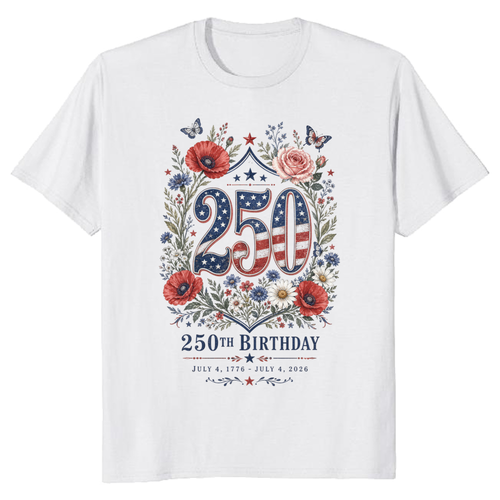 250 Years of Freedom Patriotic Wildflower Graphic T-Shirt