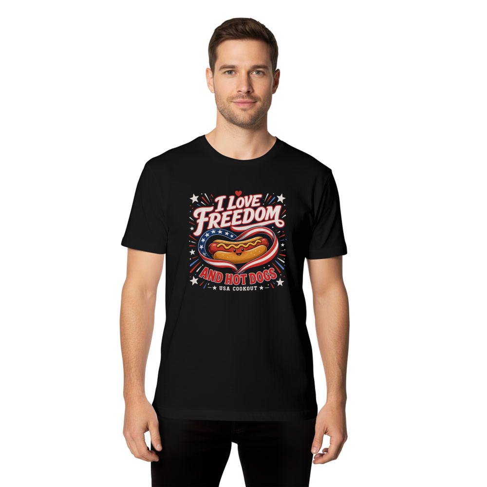 Patriotic Hot Dog 4th of July BBQ USA 250 Years Independence Day Summer Cookout, Funny Food Humor Picnic Grill T-Shirt