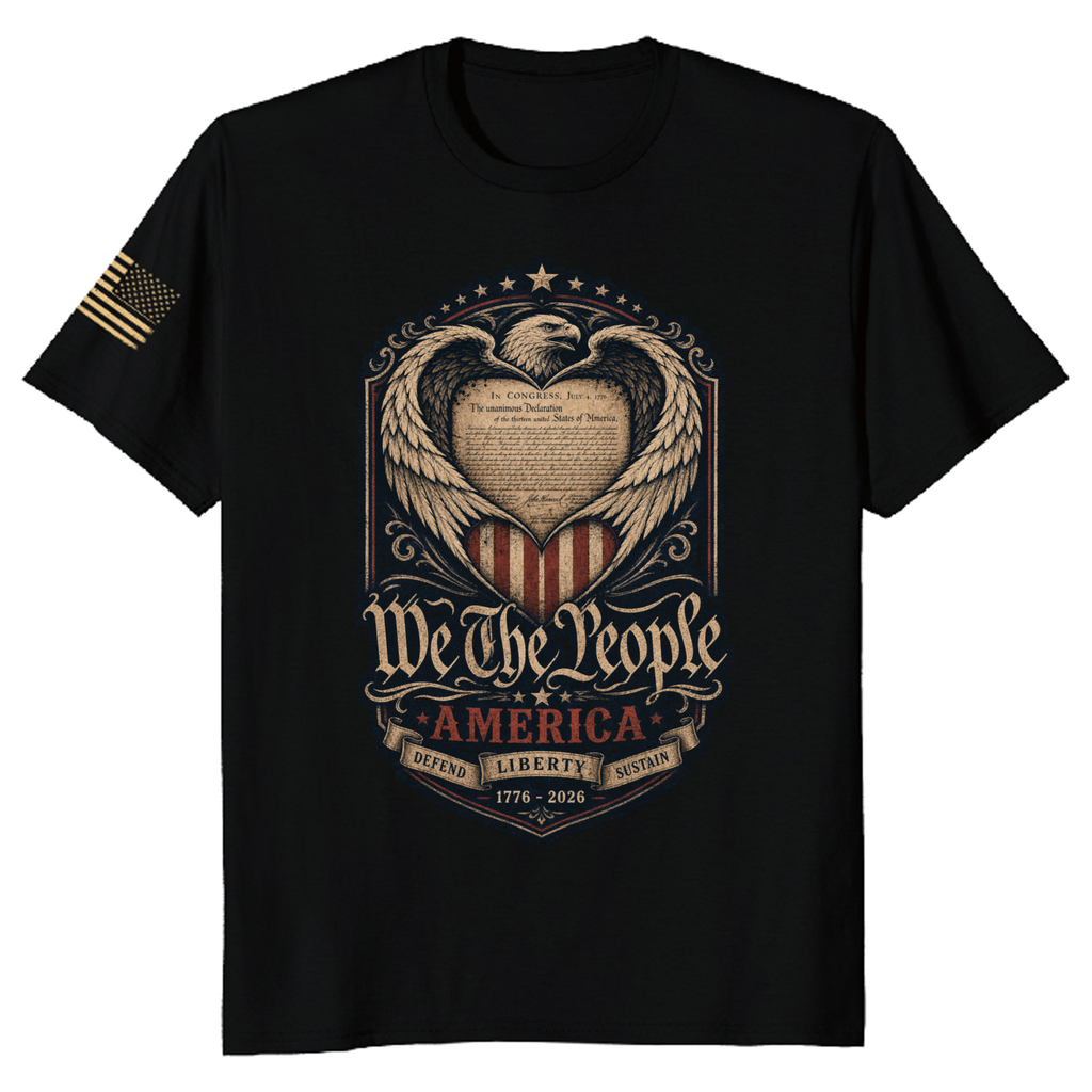 Ornamental 250 Anniversary Pretty American Flag Graphic T-Shirt