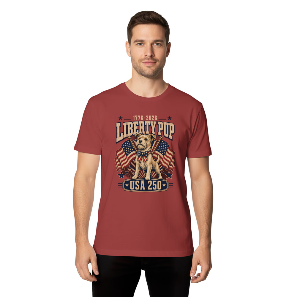 Patriotic Dog 4th Of July 250th Anniversary USA Flag 1776 2026 Independence Day Retro Cute Puppy Lover Gift T-Shirt