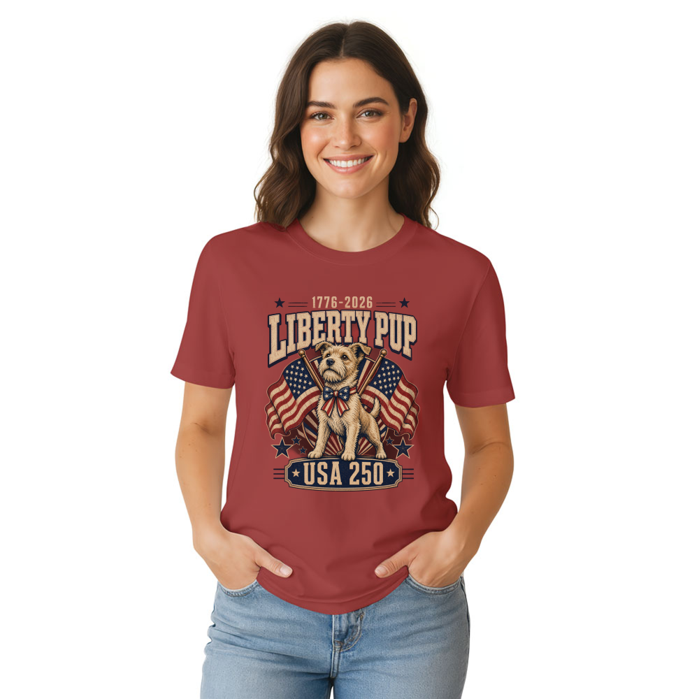 Patriotic Dog 4th Of July 250th Anniversary USA Flag 1776 2026 Independence Day Retro Cute Puppy Lover Gift T-Shirt
