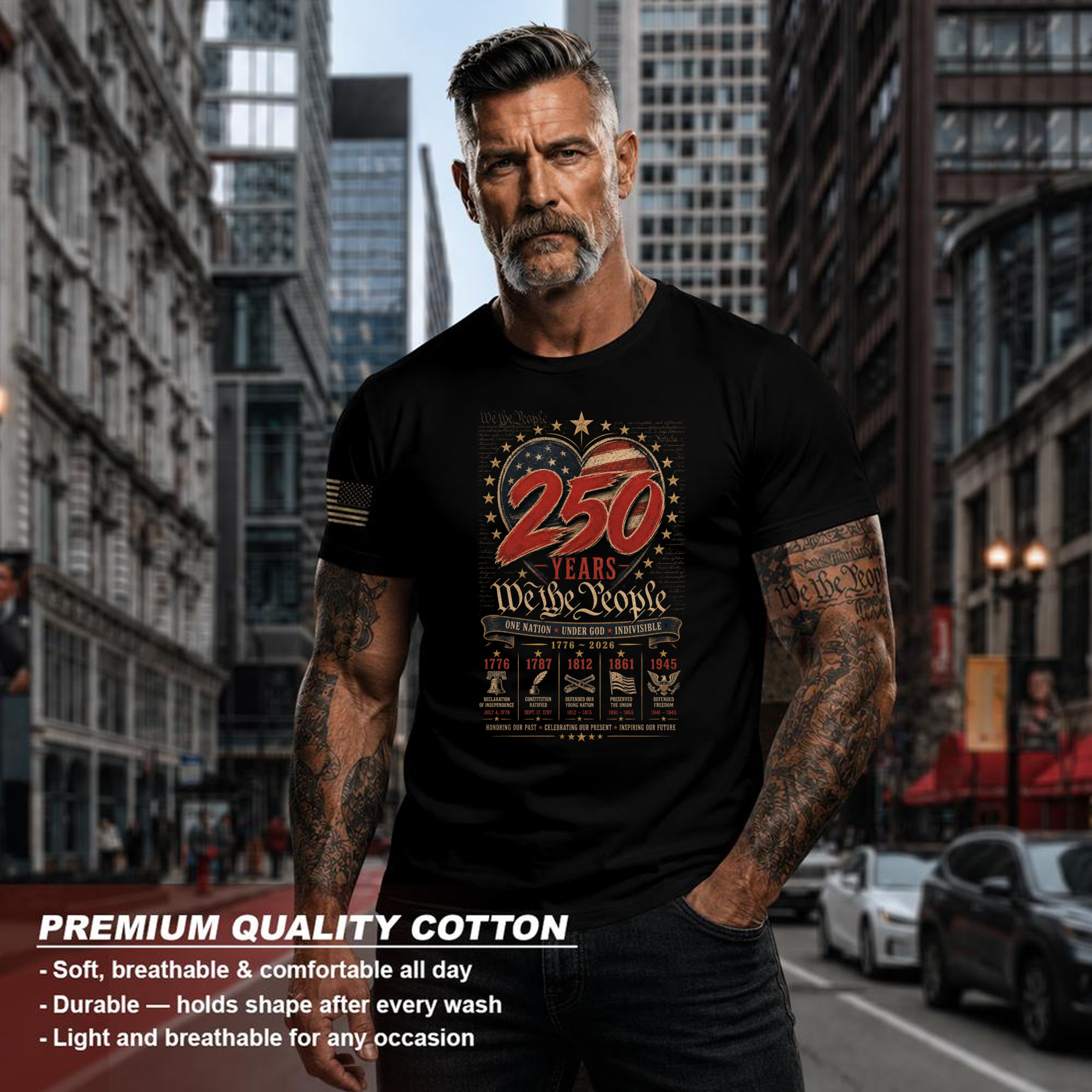 Pretty 250 Anniversary Flag Patriotic Graphic T-Shirt
