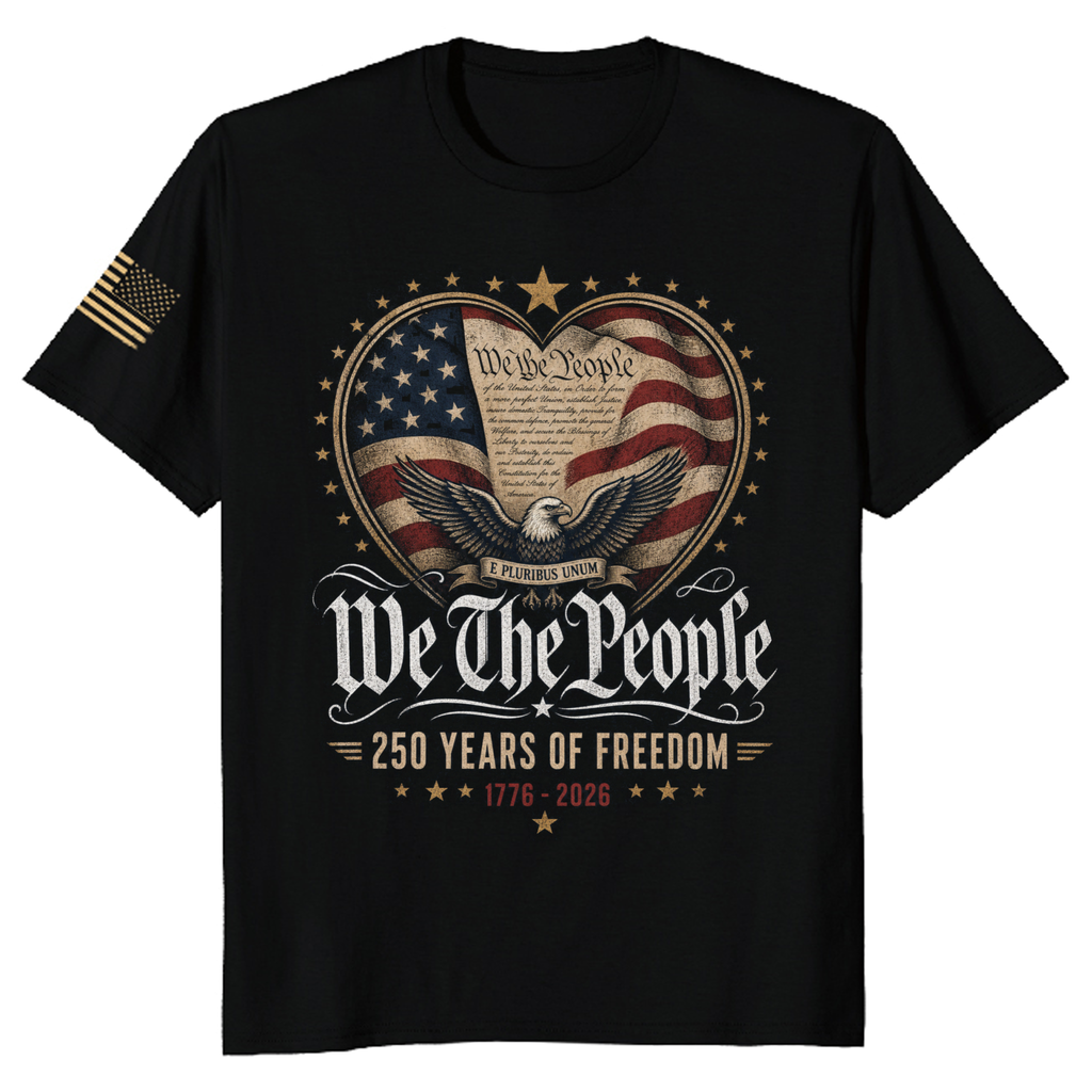 Patriotic 250 Anniversary Decorated American Flag Graphic T-Shirt