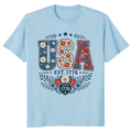 USA Flower Pattern Botanical Graphic T-Shirt